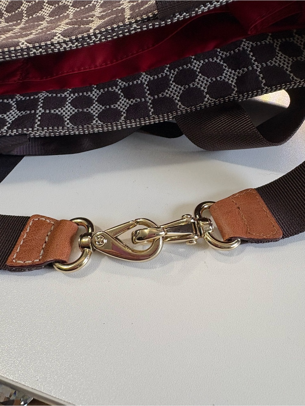 kate spade Brown and Cream Printed Tote with Dark Brown Straps - Picture 10 of 16